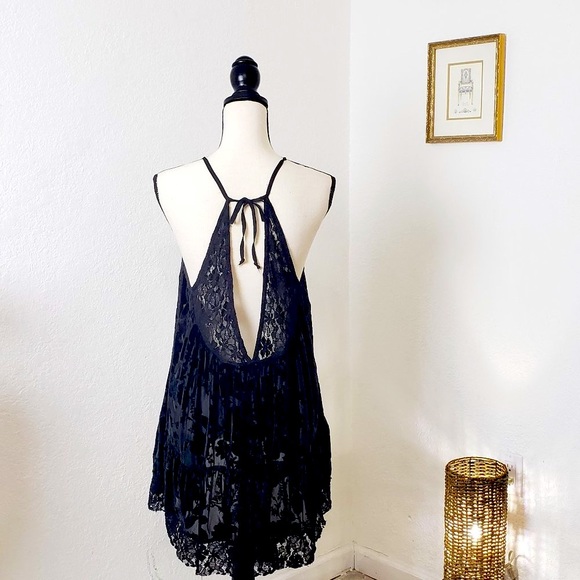 Free People velour flowers and lace dress - Picture 2 of 6